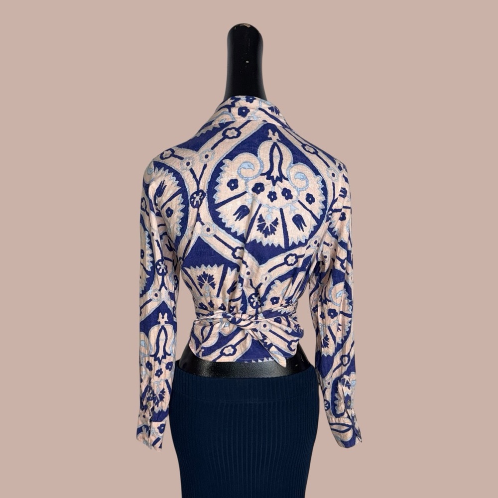 Christian Siriano New York linen blend tie-front blouse - Picture 8 of 12